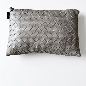 Frye Woven Gray Leather Pillow